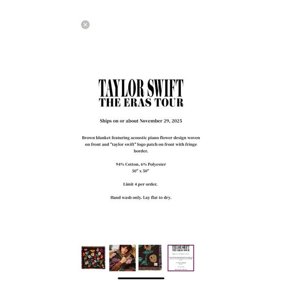 Taylor Swift Acoustic Piano Eras Tour Blanket Official Merch BRAND NEW SOLD OUT - Picture 4 of 7